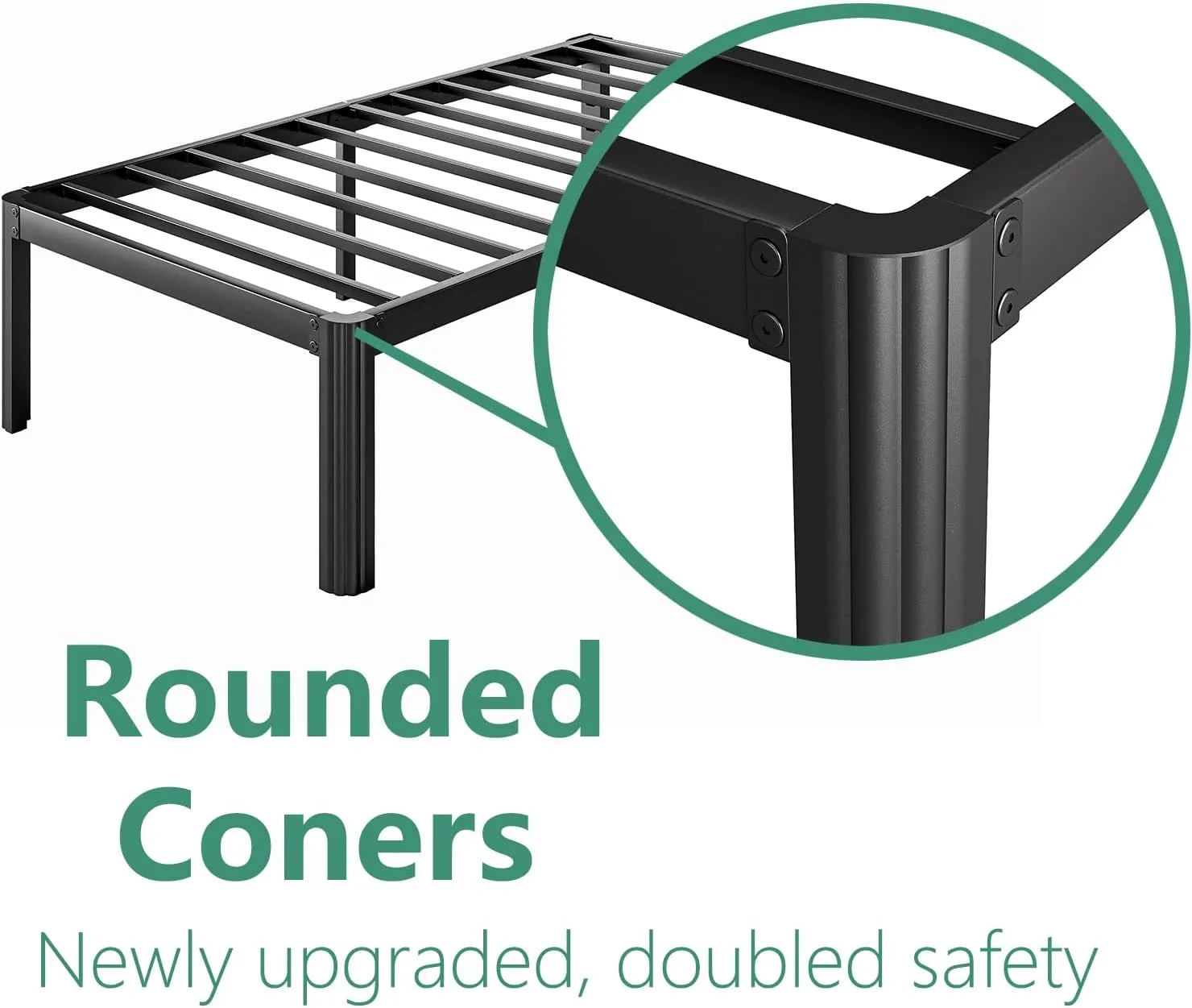 14 Inch High Twin Bed Frame No Box Spring Needed, Platform Metal Bed Frame Twin, Heavy Duty, Noise Free, Easy Assembly, Black