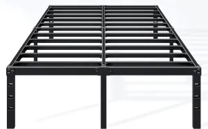 18 Inch King Bed Frame - Sturdy Metal Platform King Size, No Box Spring Needed, Heavy Duty, Easy Assembly, Strong Bearing Capacity, Under Bed Storage, Black