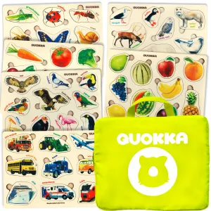 6 Realistic Toddler Wooden Puzzles | Fruits, Animals