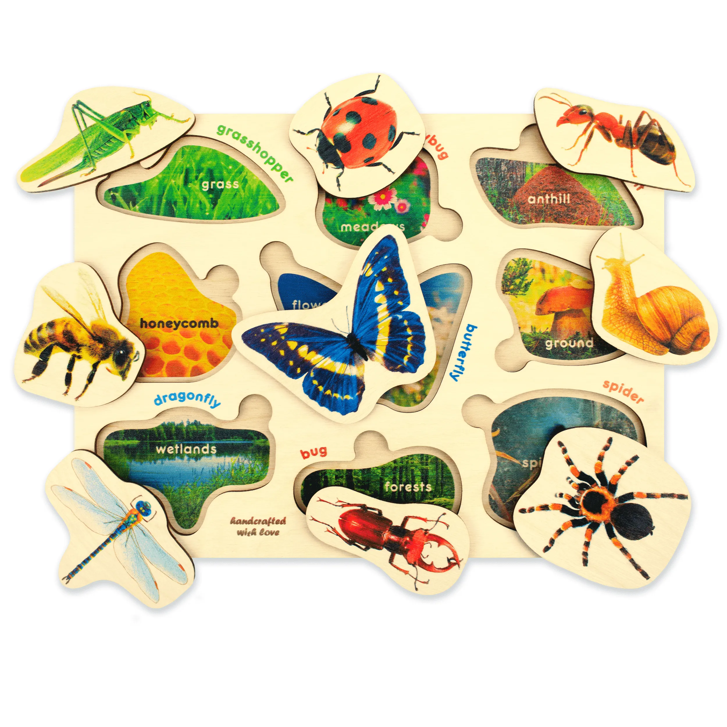 6 Realistic Toddler Wooden Puzzles | Fruits, Animals