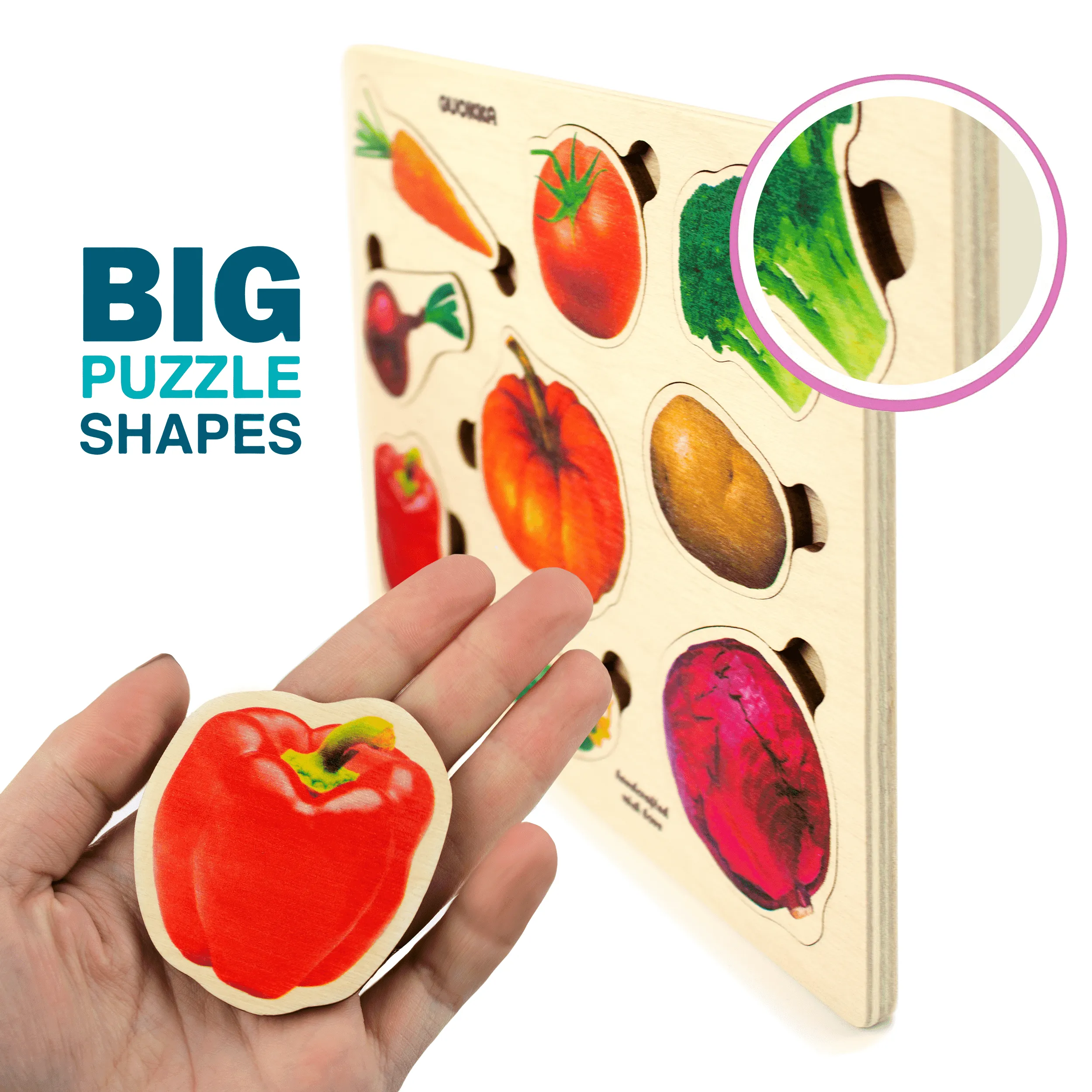 6 Realistic Toddler Wooden Puzzles | Fruits, Animals