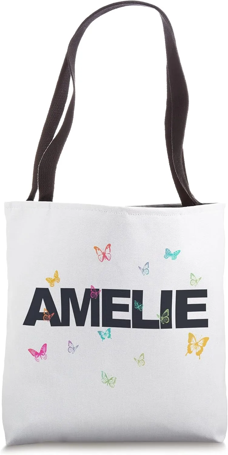 Amelie - Beautiful Name with colorful Butterflies Tote Bag