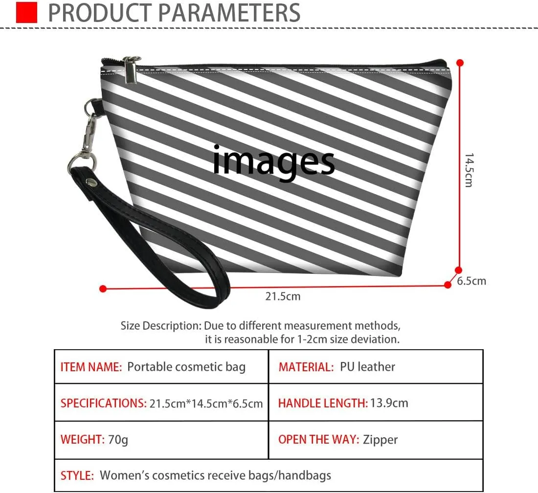 Amzbeauty Women's Cute Boston Terrier Leather Makeup Bag Purse Toiletry Pouch Travel Cosmetic Bags with Zipper Handle