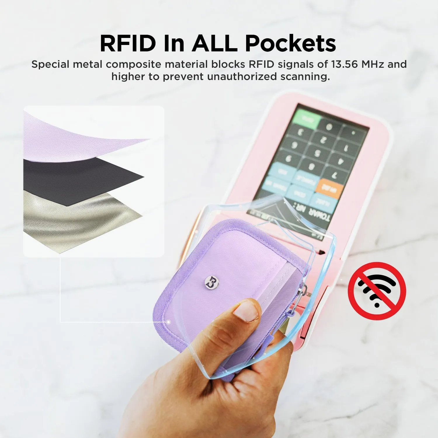 Babysun Mini Rfid Card Holder Slim Wallet with Change Zipper Pocket/3 Crad Slots/Key Ring, Small Wallet Thin Credit Card Wallet for Women & Men
