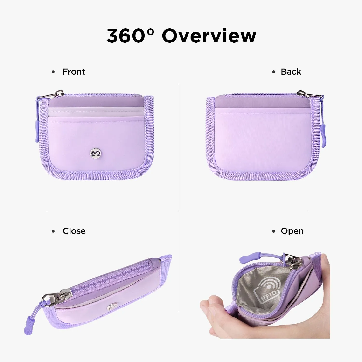 Babysun Mini Rfid Card Holder Slim Wallet with Change Zipper Pocket/3 Crad Slots/Key Ring, Small Wallet Thin Credit Card Wallet for Women & Men
