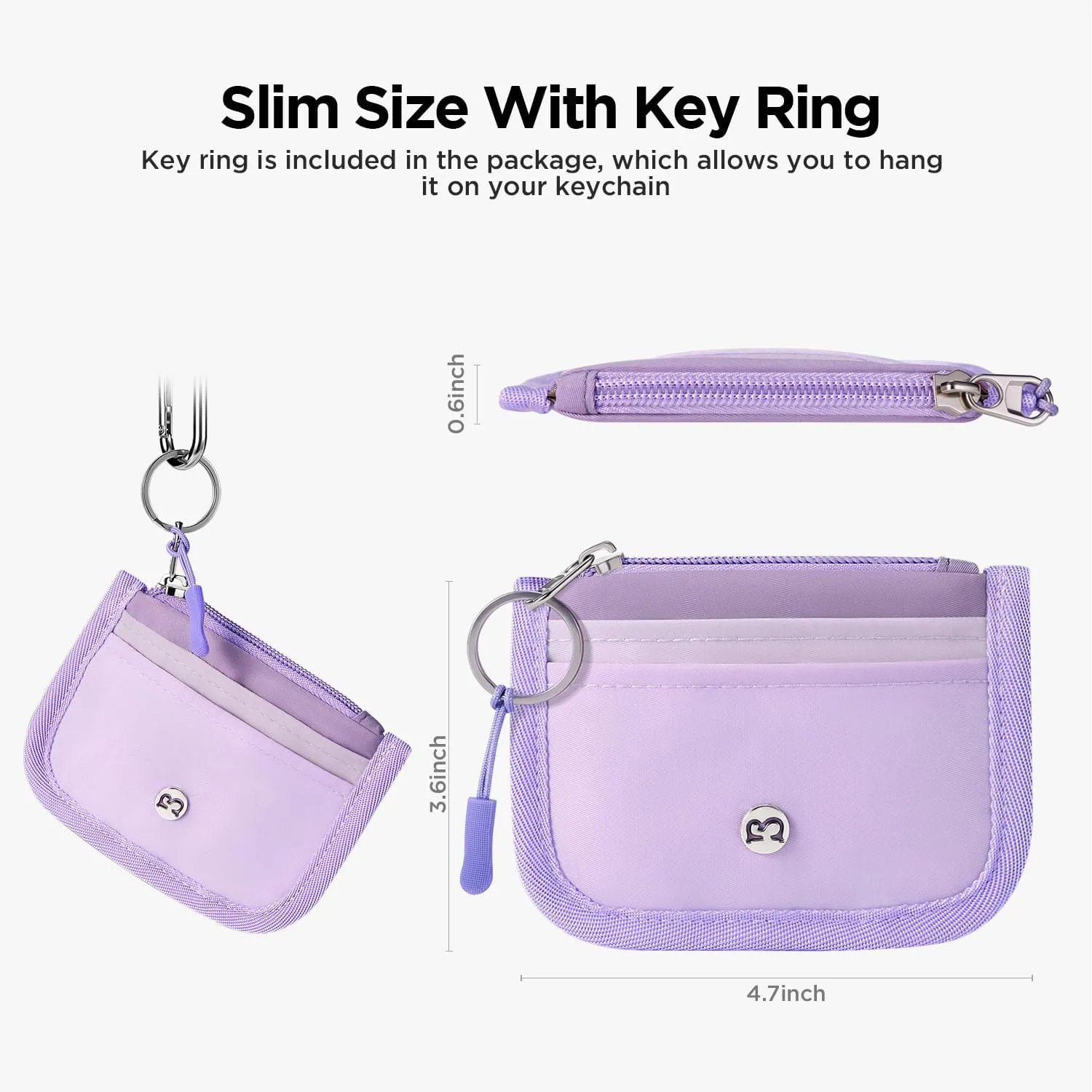 Babysun Mini Rfid Card Holder Slim Wallet with Change Zipper Pocket/3 Crad Slots/Key Ring, Small Wallet Thin Credit Card Wallet for Women & Men