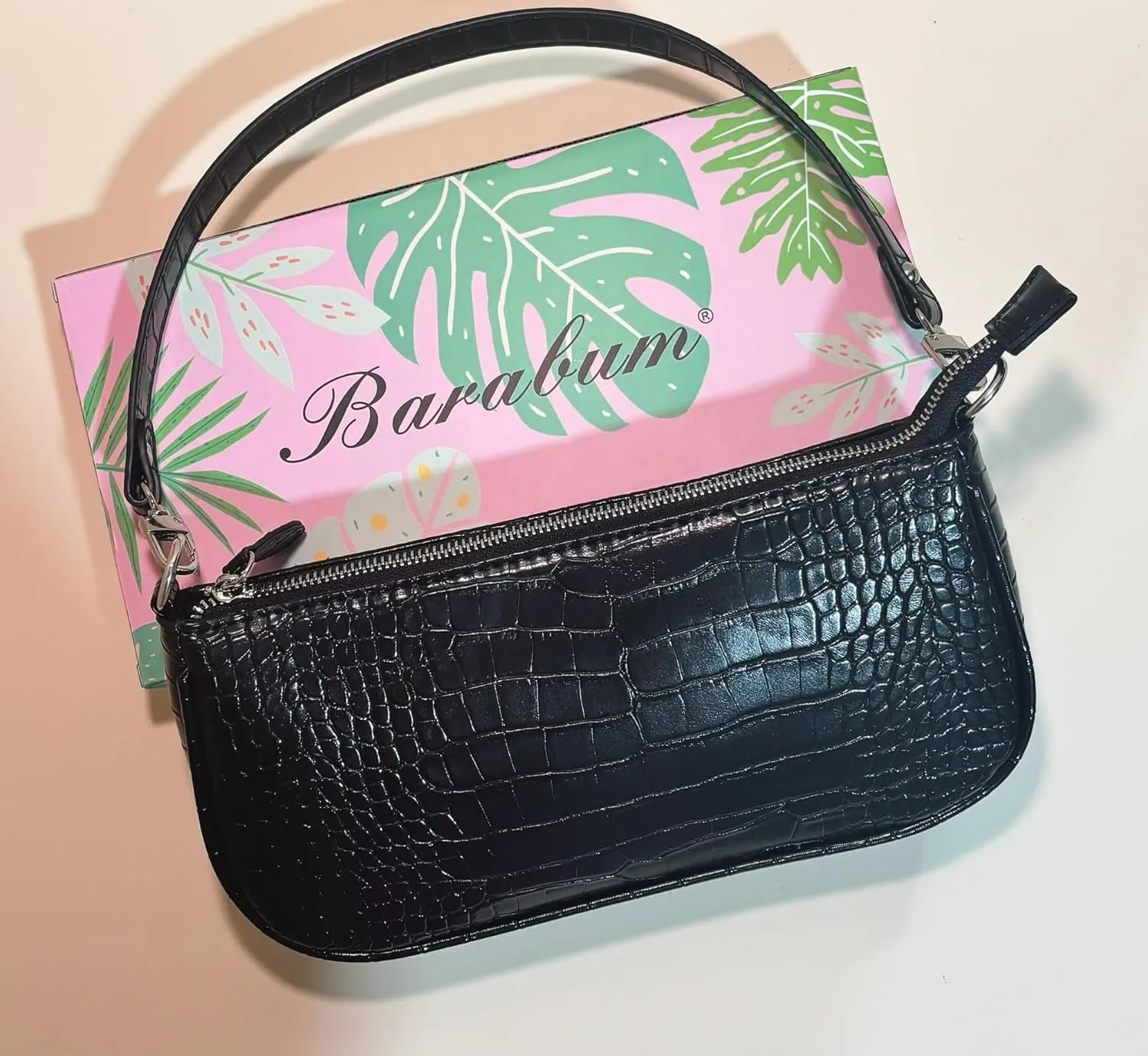 Barabum Retro Classic Clutch Shoulder Tote HandBag with Zipper Closure Purse for Women