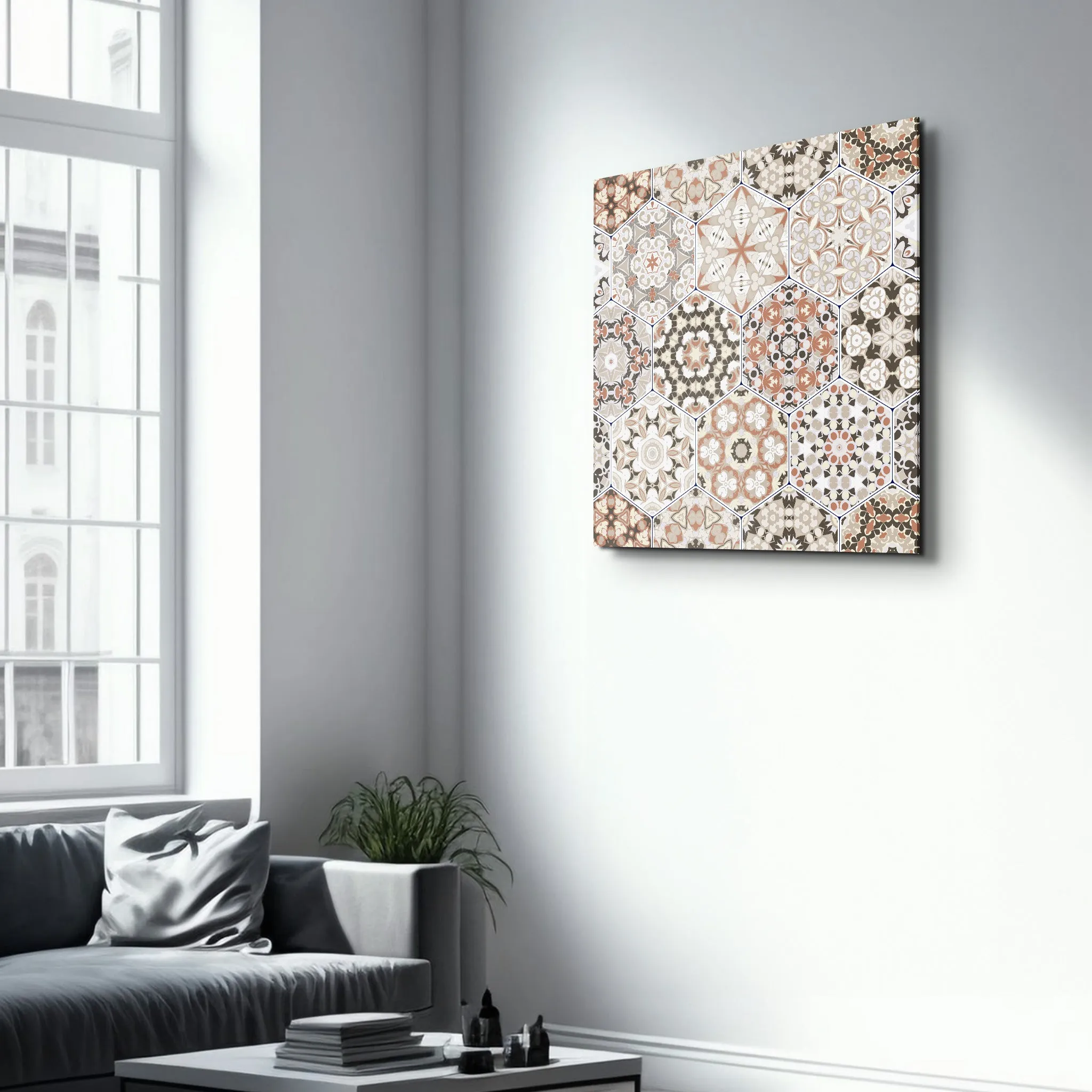 Beige Brown Italian Ceramic Tiles Collection | Glass Wall Art