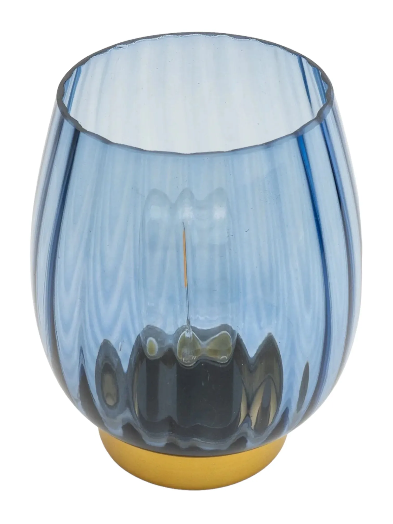 Blue Glass Light UP LED Battery Table Lamp