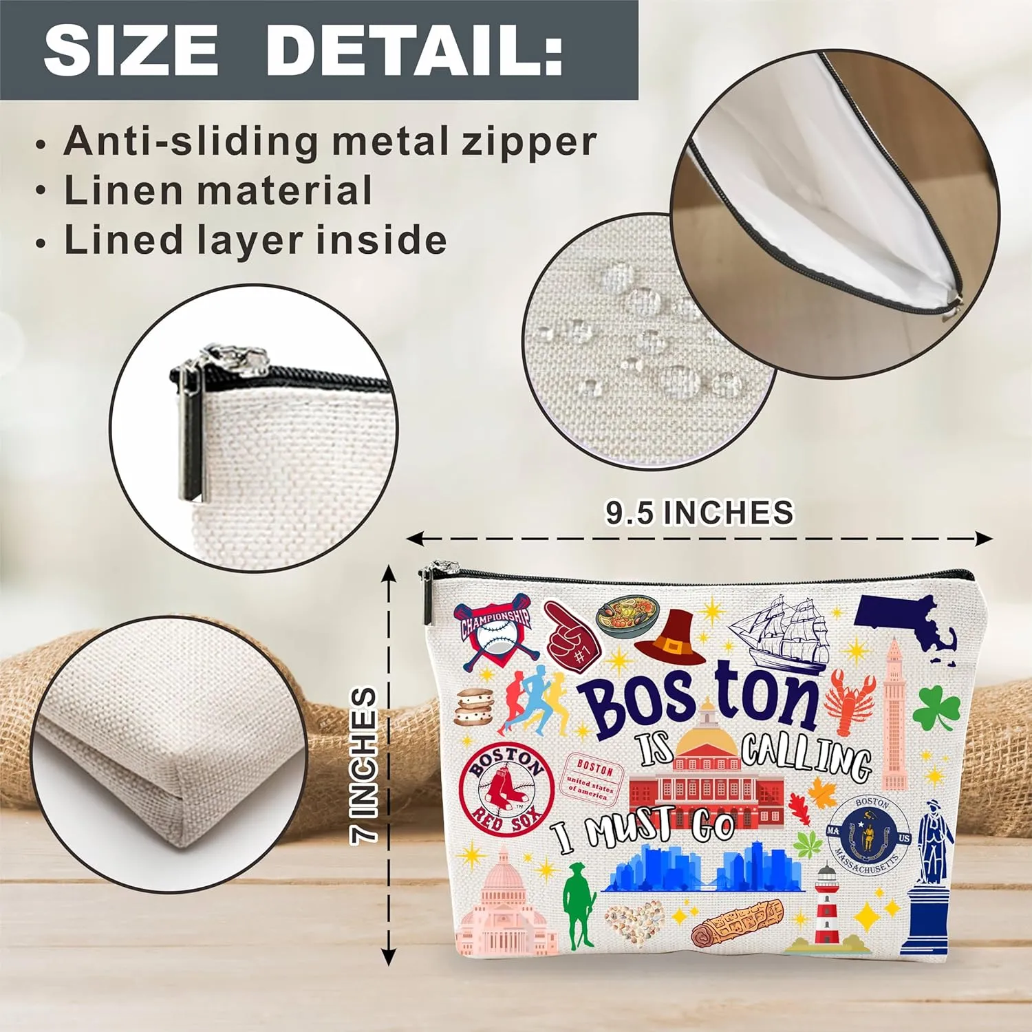 Boston Souvenirs Cosmetic Bags For WomenBoston Is Calling I Must Go, Makeup Organizer Bag, Toiletry Pouch, Small Travel Storage Bag, Boston Themed Gifts, Women Essentials - D08