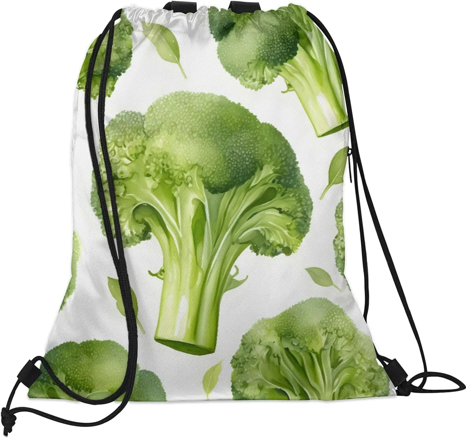 Broccoli Vegetables Drawstring Backpack for Women and Men Lightweight Waterproof Sports Gym Sackpack with Mesh Pockets