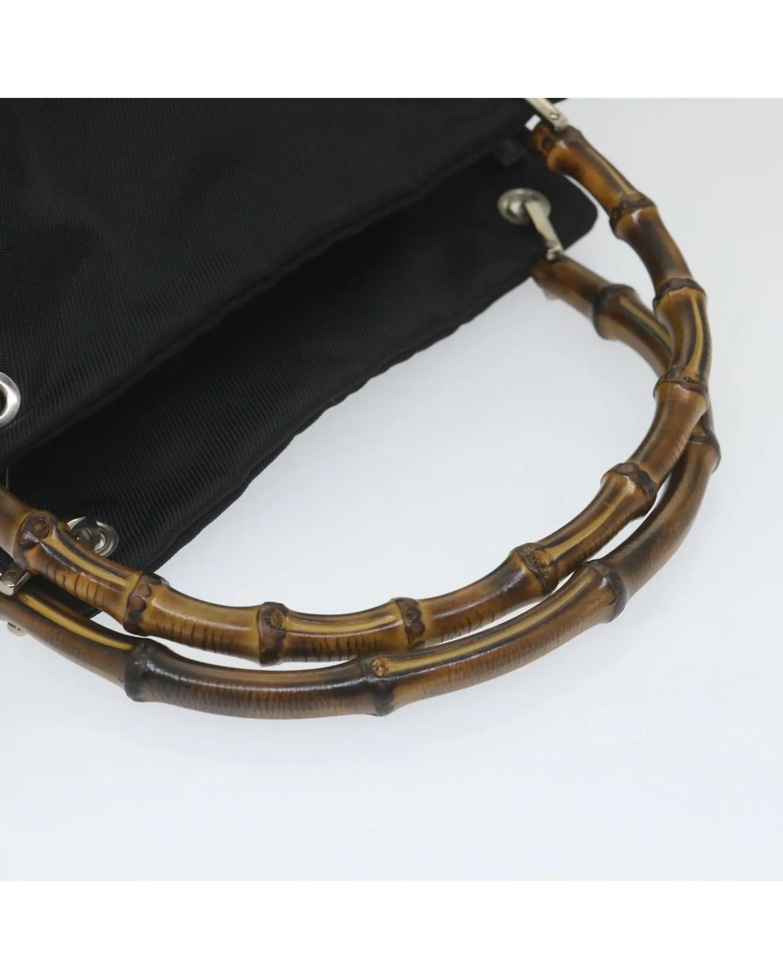 Canvas Shoulder Bag with Bamboo Design