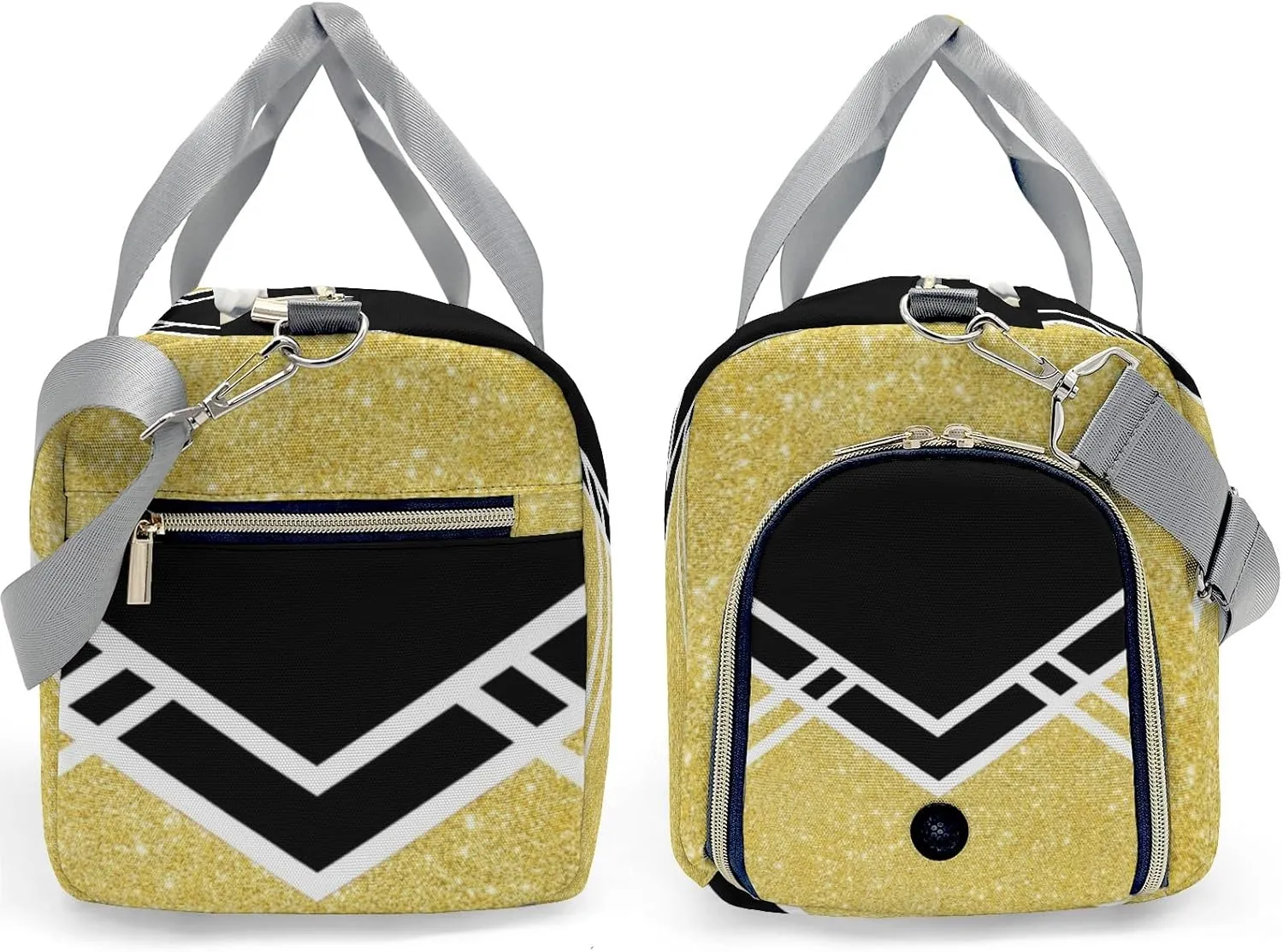 Cheerleader Glod Glitter Personalized Duffel Bag with Name Custom Travel Bag Weekend Overnight Bag with Shoe Compartmen for Women Sports Gym Gymnastic Bags
