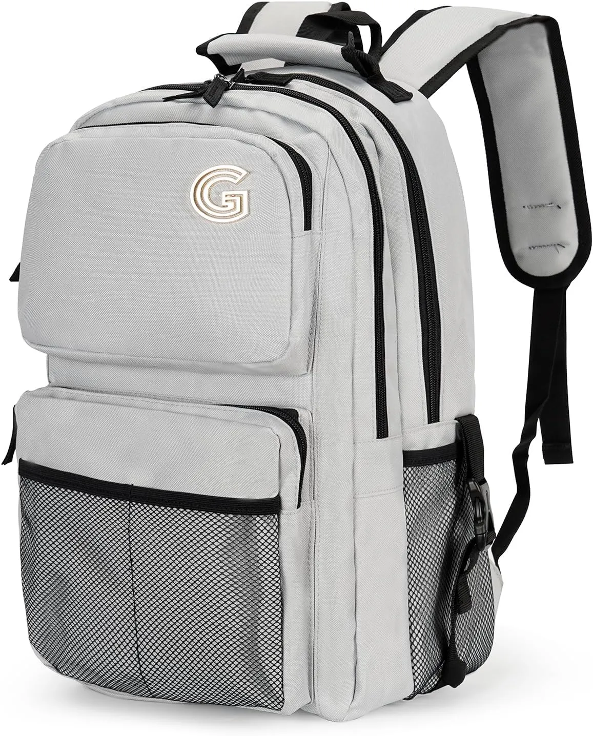 College Laptop Backpack, 17 inch Carry on Backpack Flight Approved. Large Capacity Design Can Accommodate ipad, Travel Clothes and Daily Books. 8 Pockets, Items Placed Randomly. Grey
