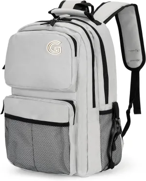 College Laptop Backpack, 17 inch Carry on Backpack Flight Approved. Large Capacity Design Can Accommodate ipad, Travel Clothes and Daily Books. 8 Pockets, Items Placed Randomly. Grey
