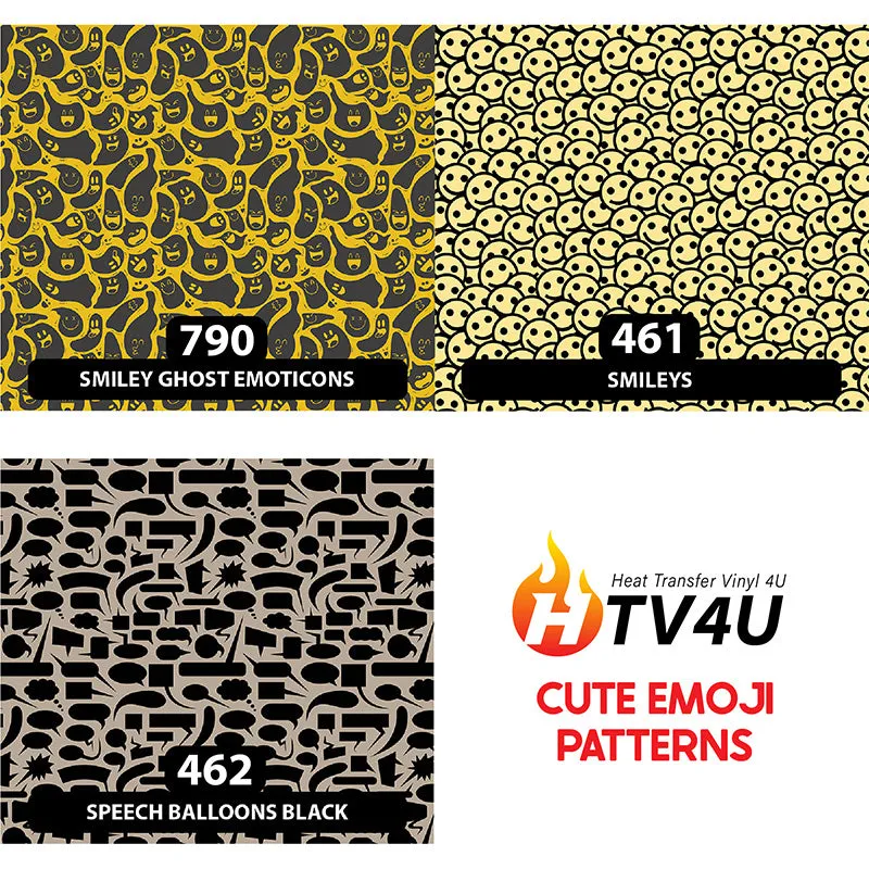 Cute Emoji Orajet 3164 Patterned Adhesive Vinyl (11" x 12")