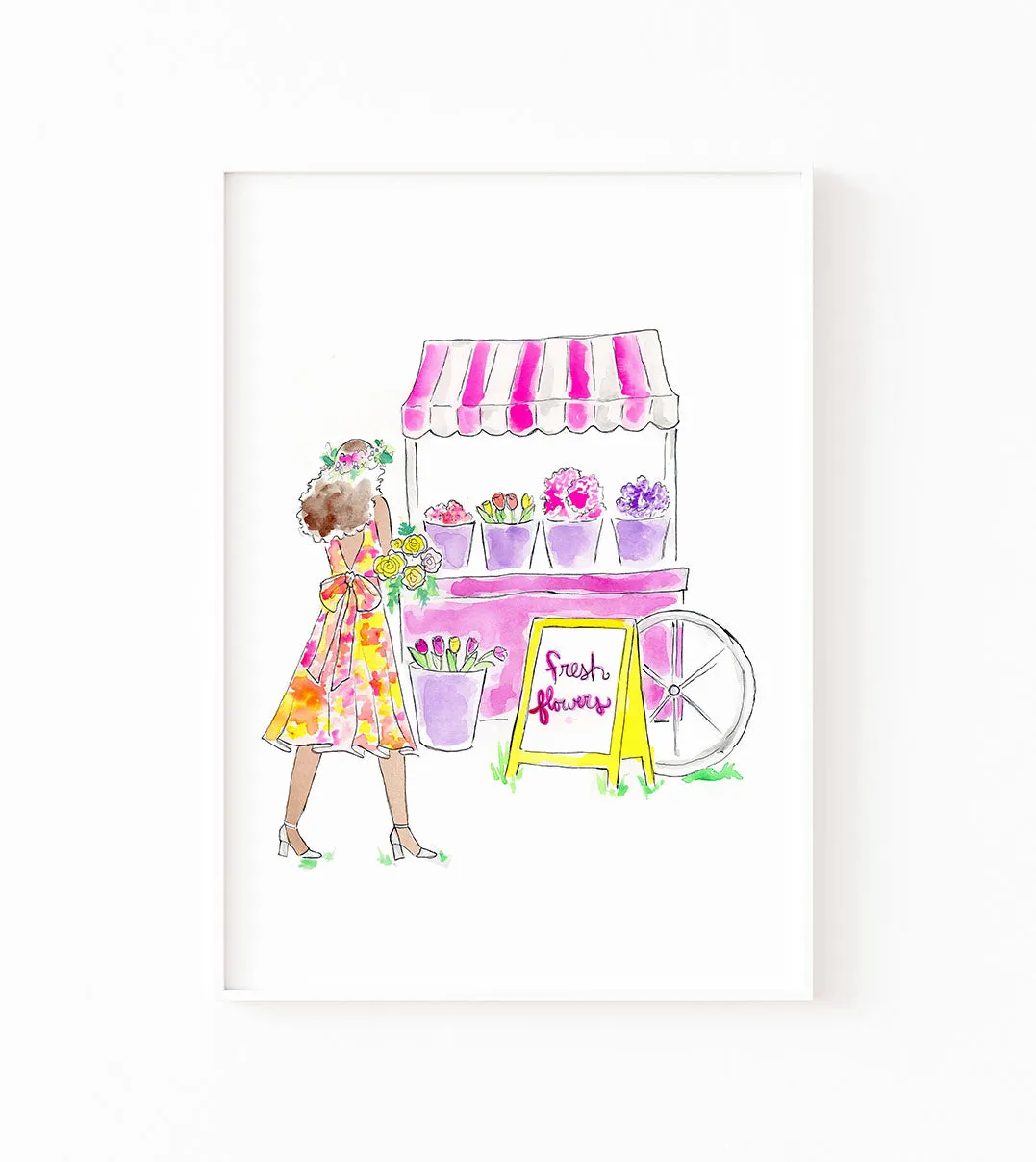 Flower Market Girl Art Print