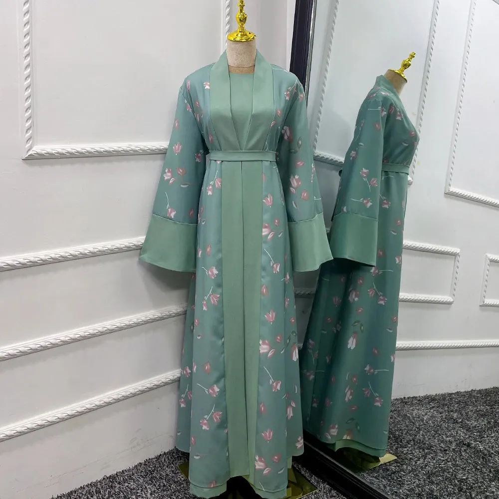 Flower Printing Open Abaya
