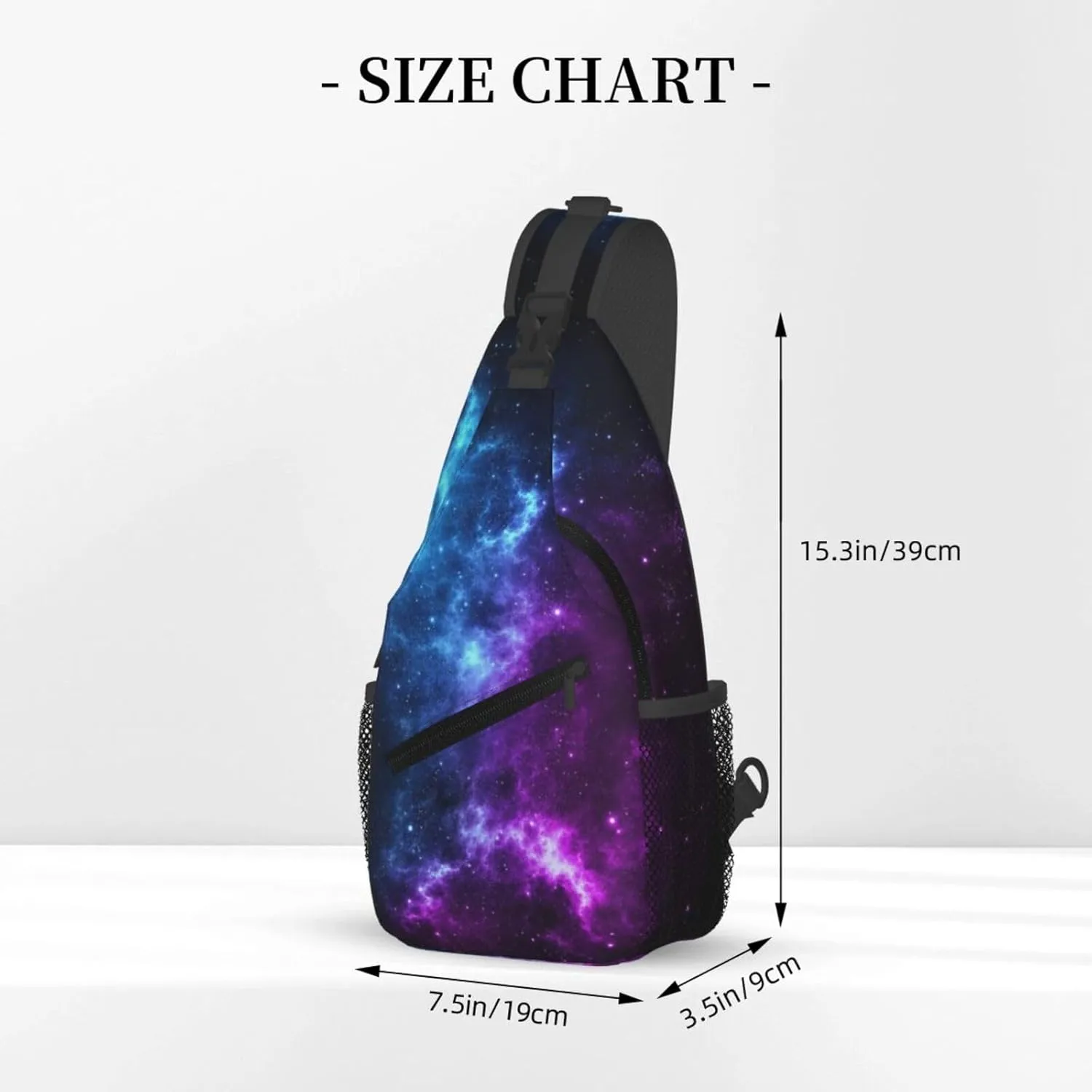 Galaxy Sling Bag for Women Crossbody Bag Blue and Purple Galaxy with a Planet and a Moon Space Background Sling Backpack for Men Universe Theme Shoulder Bag Sports Travel Hiking Daypack