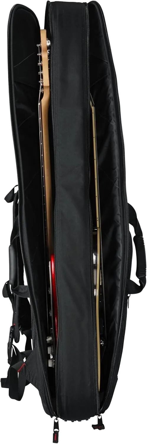 Gator Cases 4G Series Gig Bag For Two Electric Guitars With Adjustable Backpack Straps, Fits Two Stratocaster and Telecaster Style Electric Guitars (GB-4G-ELEC 2X)