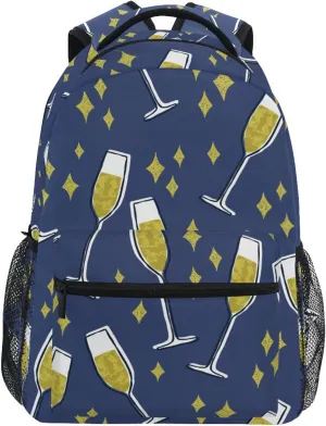Glasses Of Champagne Pattern Boys Girls Kids School Backpacks Bookbag, School Bag Travel Backpack Daypack