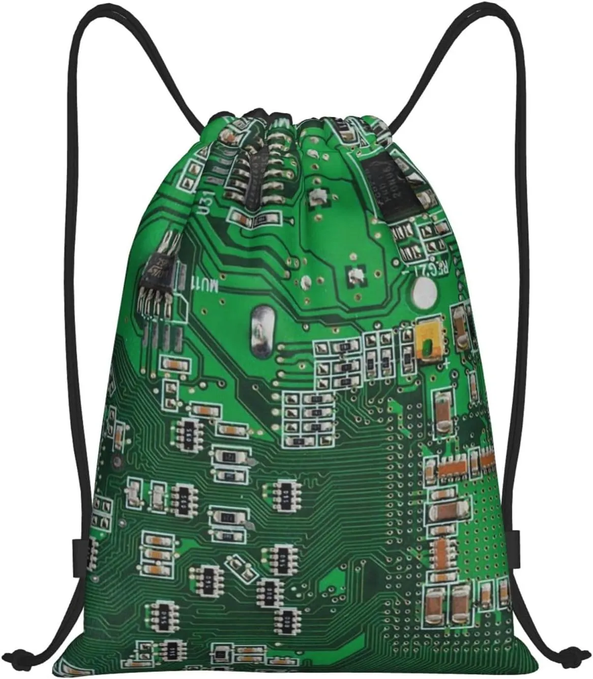 Green Computer Circuit Board Drawstring Backpack String Sports Bags 19.6x16.5 Inch Drawstring Bag Sports Gym Sack For Men Women Travel Yoga Sport