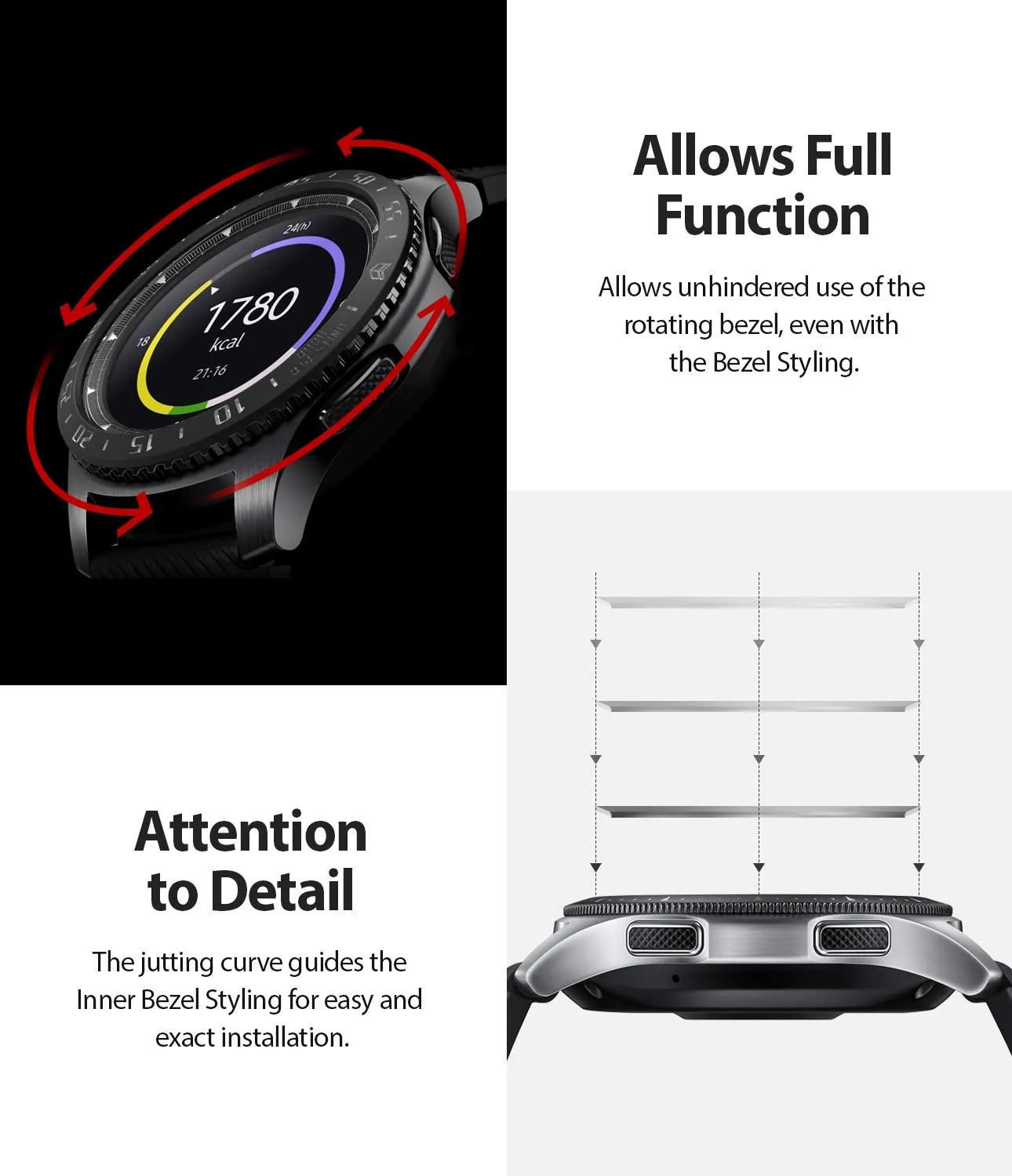 Inner Bezel Styling for Galaxy Watch 46mm, Galaxy Gear S3 Frontier - GW-46-IN-02  [Stainless Steel]