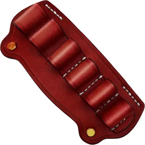 Leather Shotgun Shell Holder, 6 Round Shotgun Cartridge Pouch, 6 Slot Design with Metal Rivets, Convenient Ammo Access, Brown