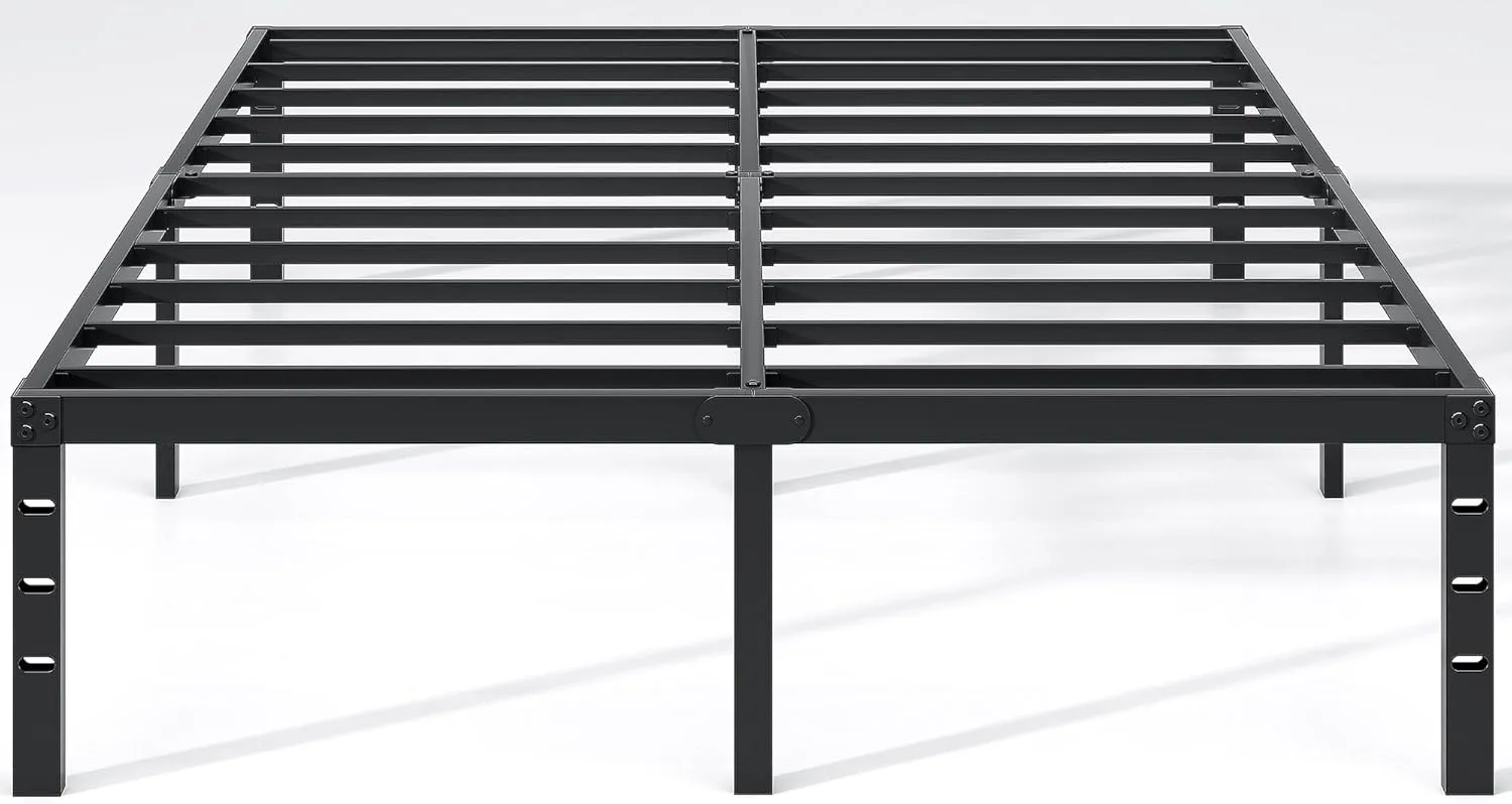 Metal Bed Frame,Queen Size Bed Frame with Storage Space,Heavy Duty Sturdy Mattress Foundation, Easy Assembly,No Box Spring Needed, Black,12 Inch,Queen