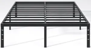 Metal Bed Frame,Queen Size Bed Frame with Storage Space,Heavy Duty Sturdy Mattress Foundation, Easy Assembly,No Box Spring Needed, Black,12 Inch,Queen