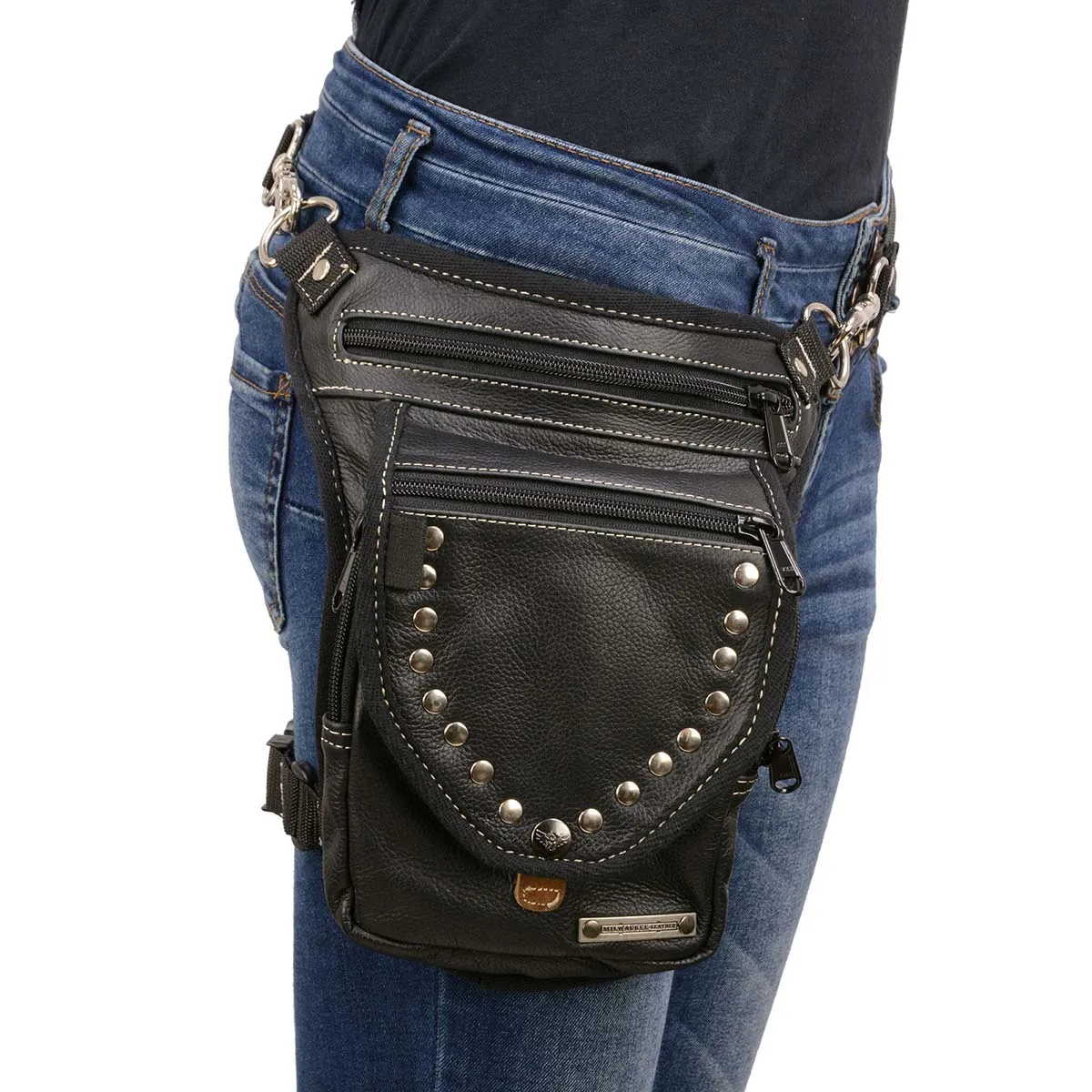 Milwaukee Leather MP8882 Black Conceal and Carry Leather Thigh Bag