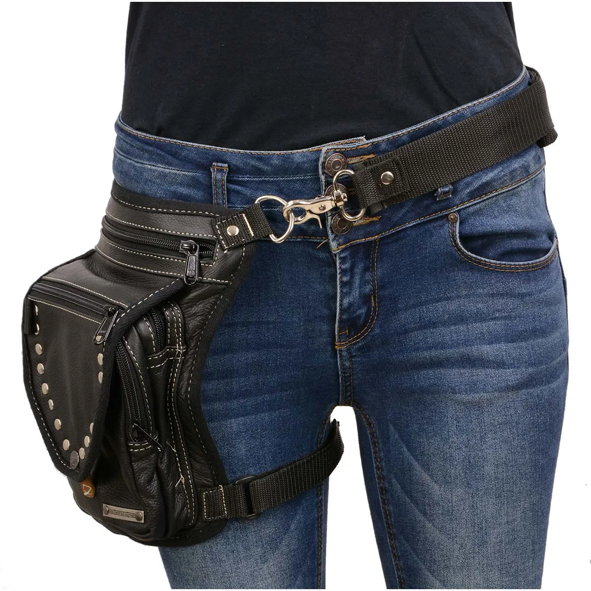Milwaukee Leather MP8882 Black Conceal and Carry Leather Thigh Bag