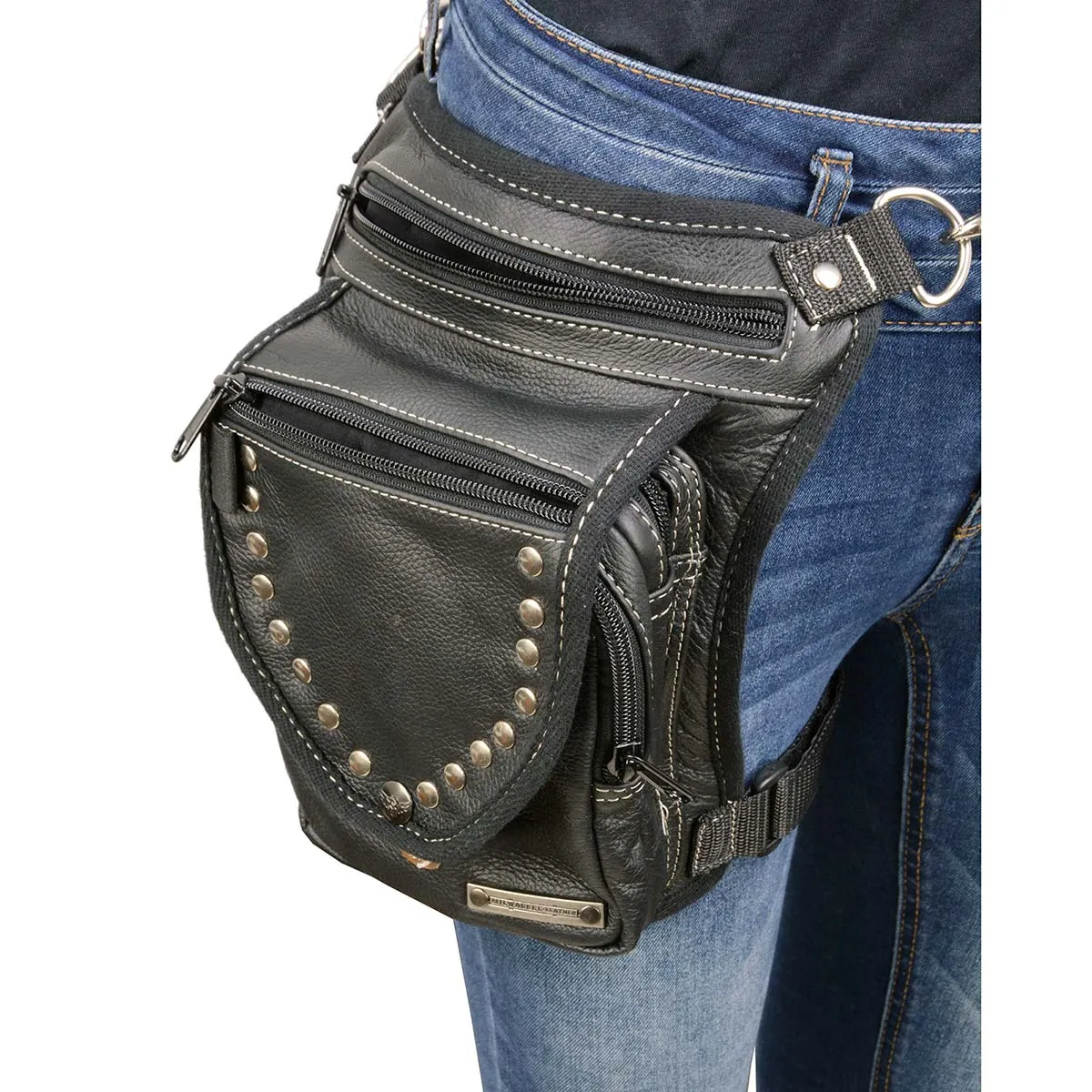 Milwaukee Leather MP8882 Black Conceal and Carry Leather Thigh Bag
