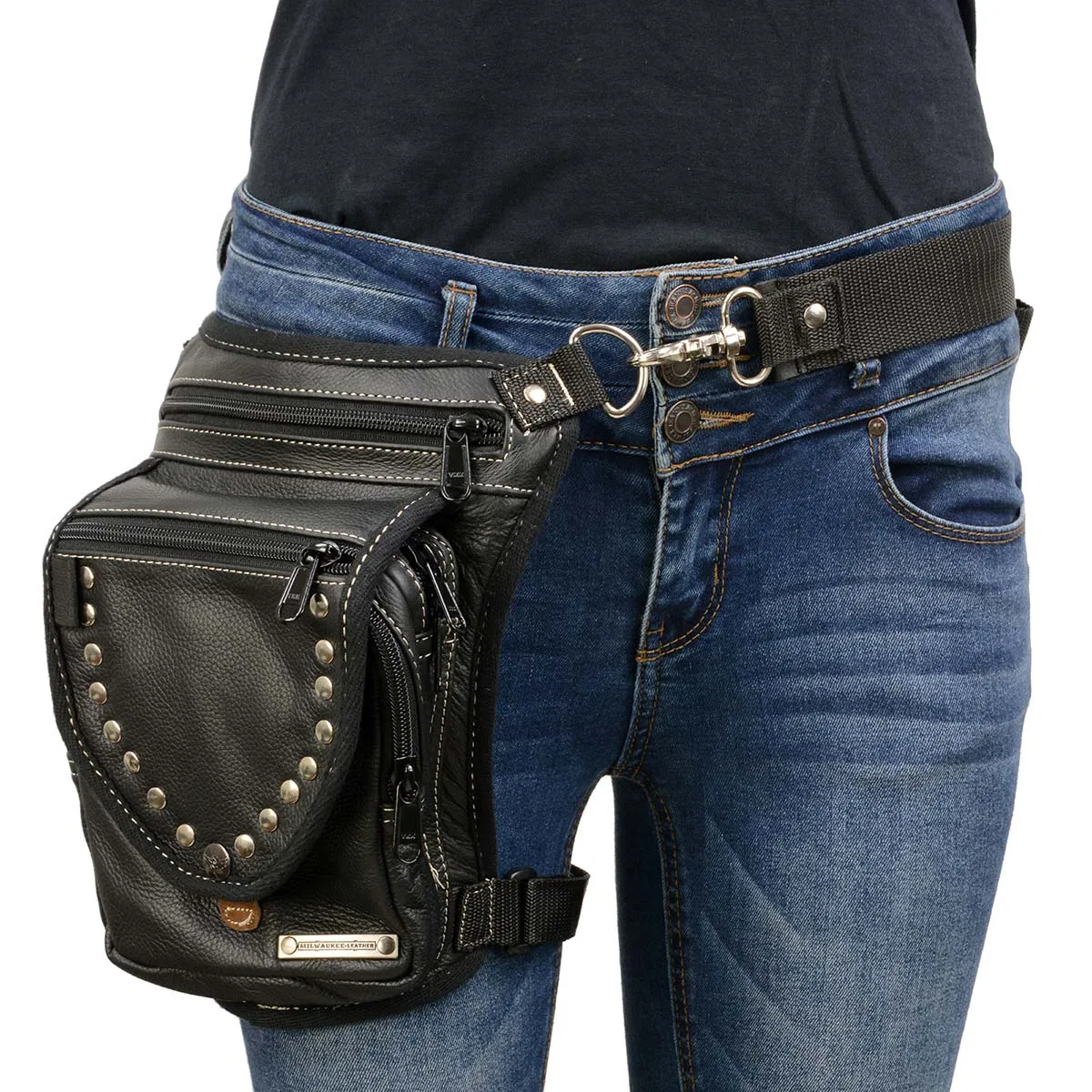 Milwaukee Leather MP8882 Black Conceal and Carry Leather Thigh Bag