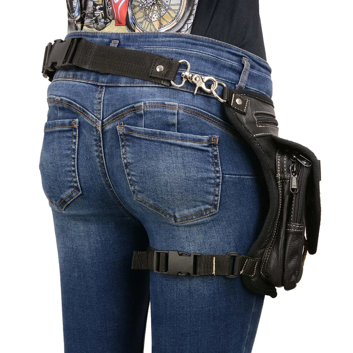 Milwaukee Leather MP8882 Black Conceal and Carry Leather Thigh Bag