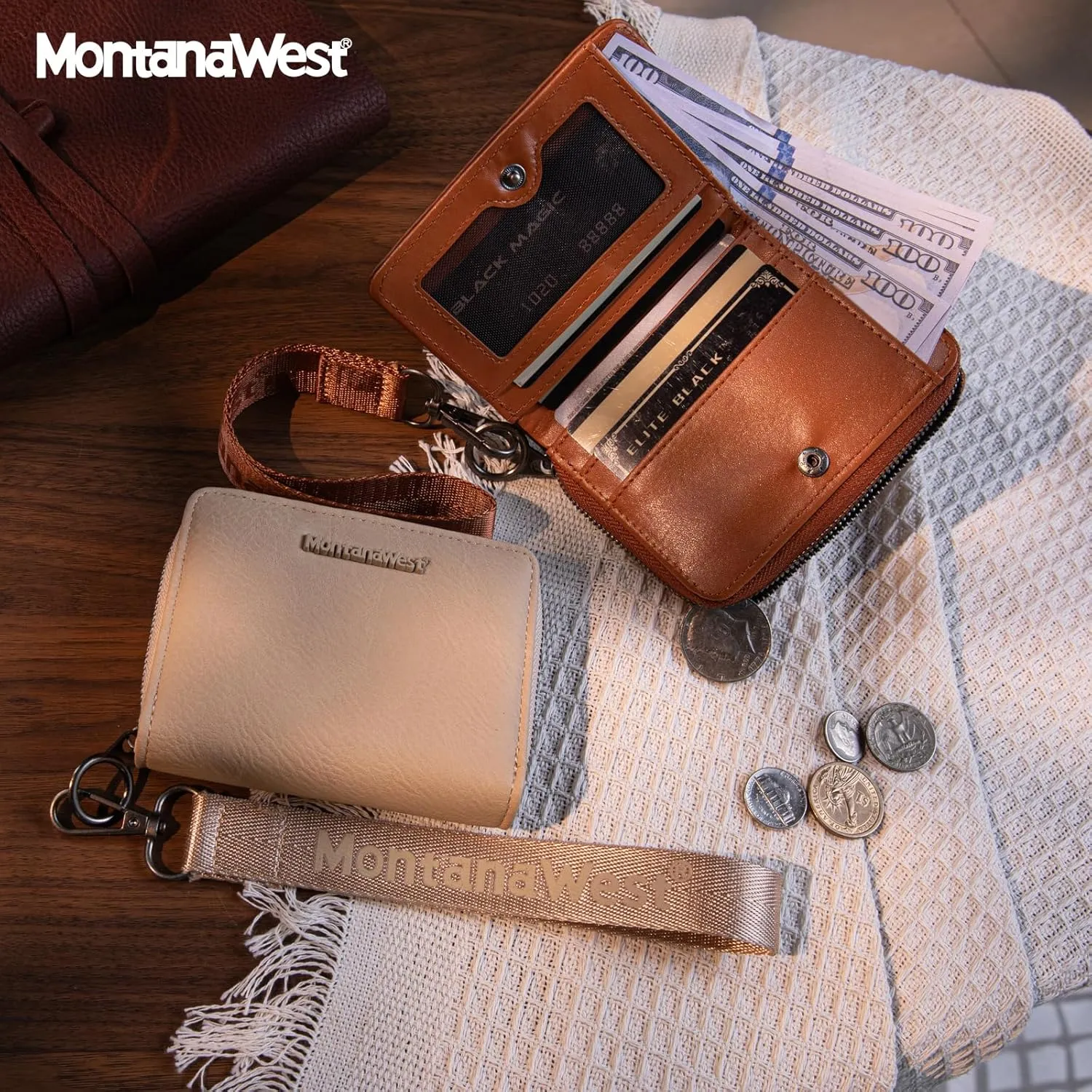 Montana West Small Wallet Woman with a Detachable Wristlet Brown Women's Wallet with Rfid Blocking Lining Minimalist Lightweight & Easy to Carry