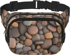 Pebbles in the beach Square Double Layer Waist Bag - Fashionable Chest Bag for Sports, Travel, Running