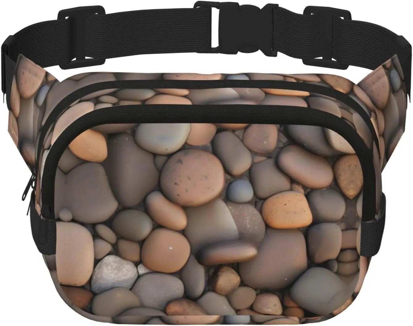Pebbles in the beach Square Double Layer Waist Bag - Fashionable Chest Bag for Sports, Travel, Running