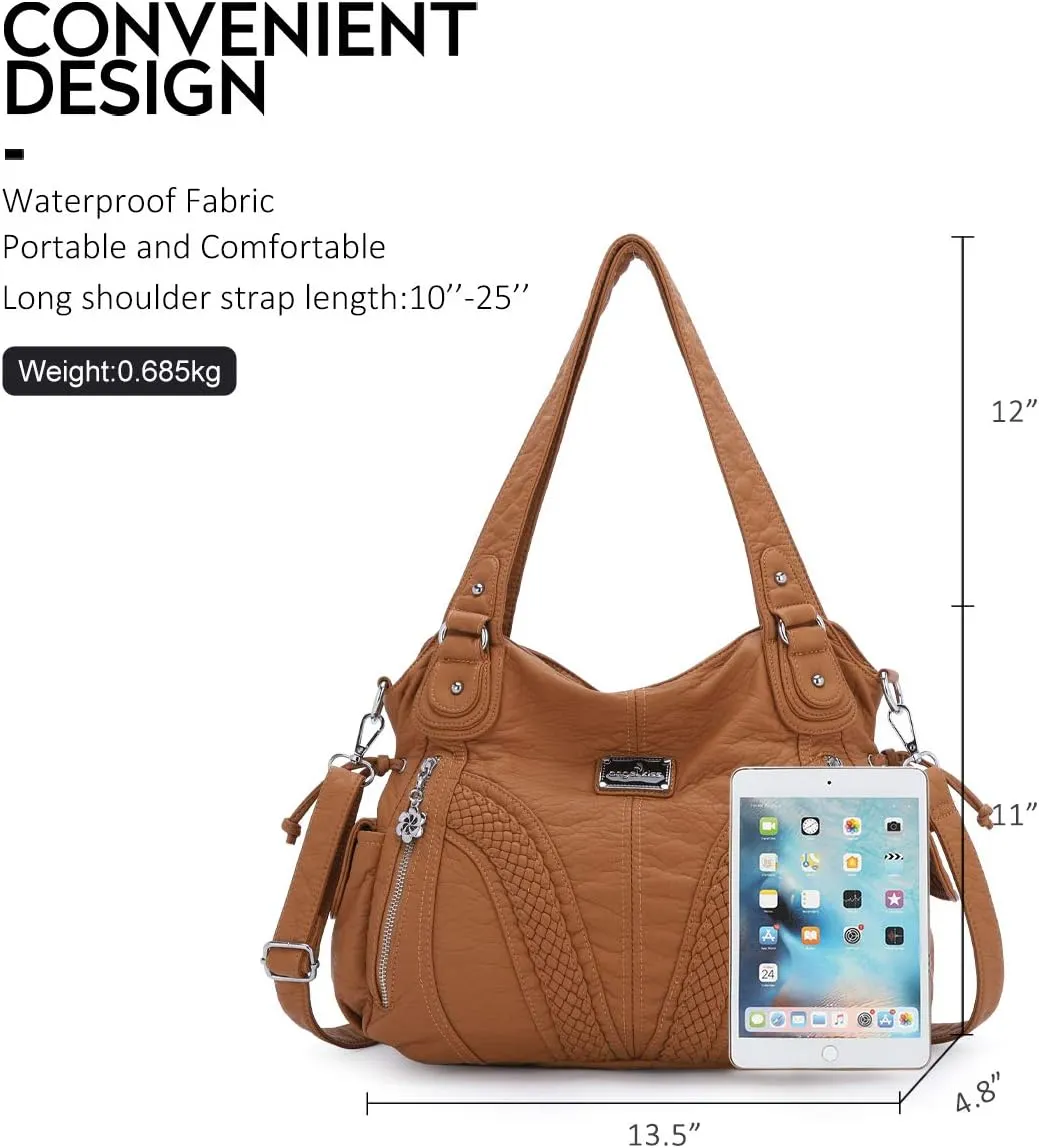 Purses and Handbags Women Fashion Tote Bag Shoulder Bags Top Handle Satchel Purses Washed Synthetic Leather Handbag