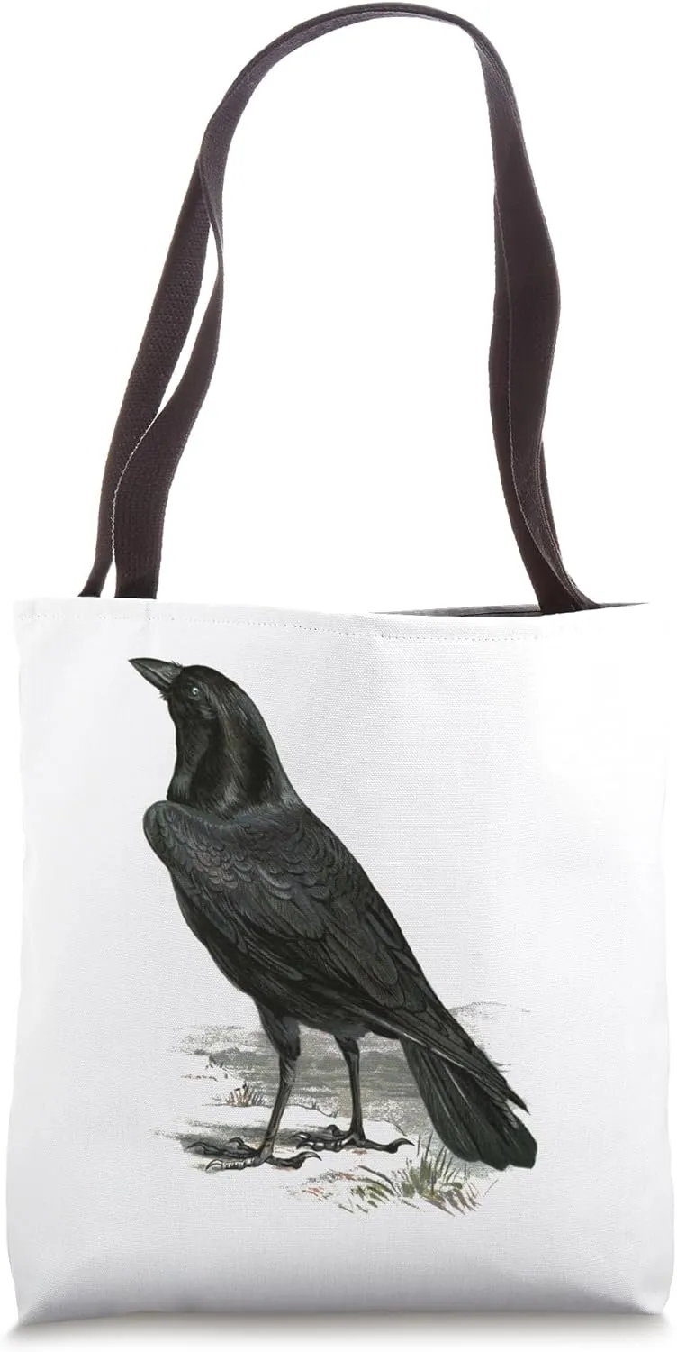 Raven Vintage Illustration Crow Tote Bag