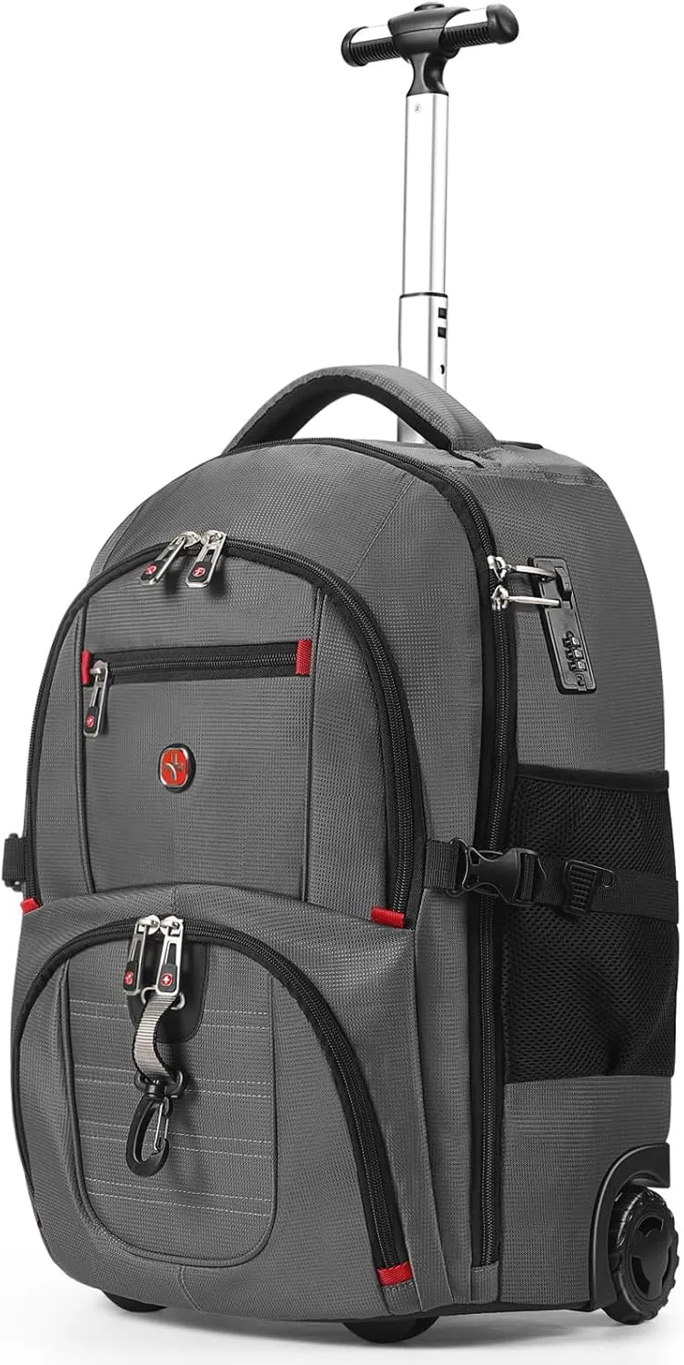 star cloud 21x14x9 Rolling Backpack with Wheels - Water-Resistant, 17.3" Laptop Compartment, Ideal Carry-On for Overnight Travel, College, Work - Wheeled Business Backpack for Adults