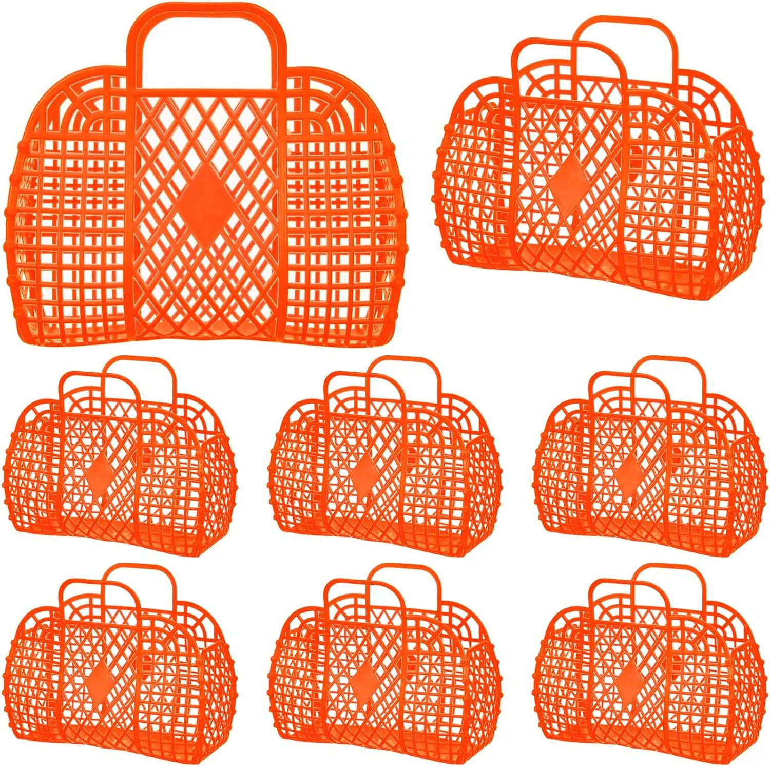 Tatuo 8 Pcs Jelly Purse Jelly Basket Beach Bags Reusable Handbags Plastic Easter Egg Basket for Women Girls kid