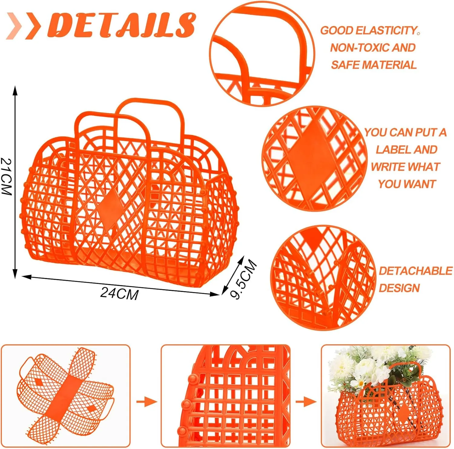 Tatuo 8 Pcs Jelly Purse Jelly Basket Beach Bags Reusable Handbags Plastic Easter Egg Basket for Women Girls kid