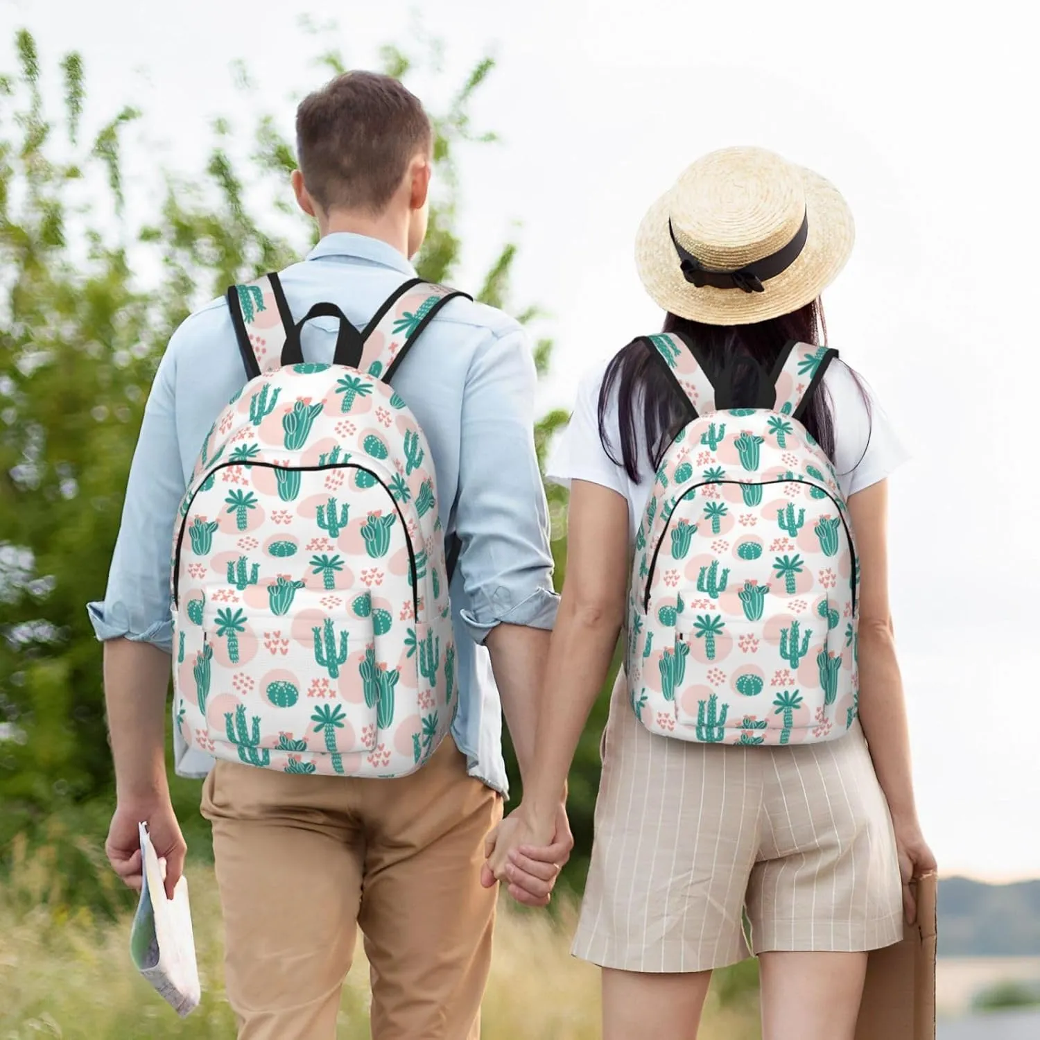 Tropical Different Types Cactus Canvas Backpacks Laptop Backpack Multipurpose Double Shoulder Bag for Men Women Gifts Small