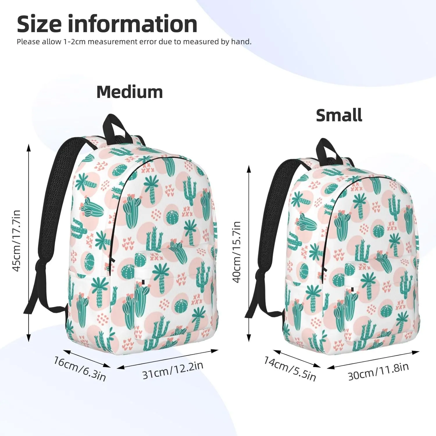 Tropical Different Types Cactus Canvas Backpacks Laptop Backpack Multipurpose Double Shoulder Bag for Men Women Gifts Small