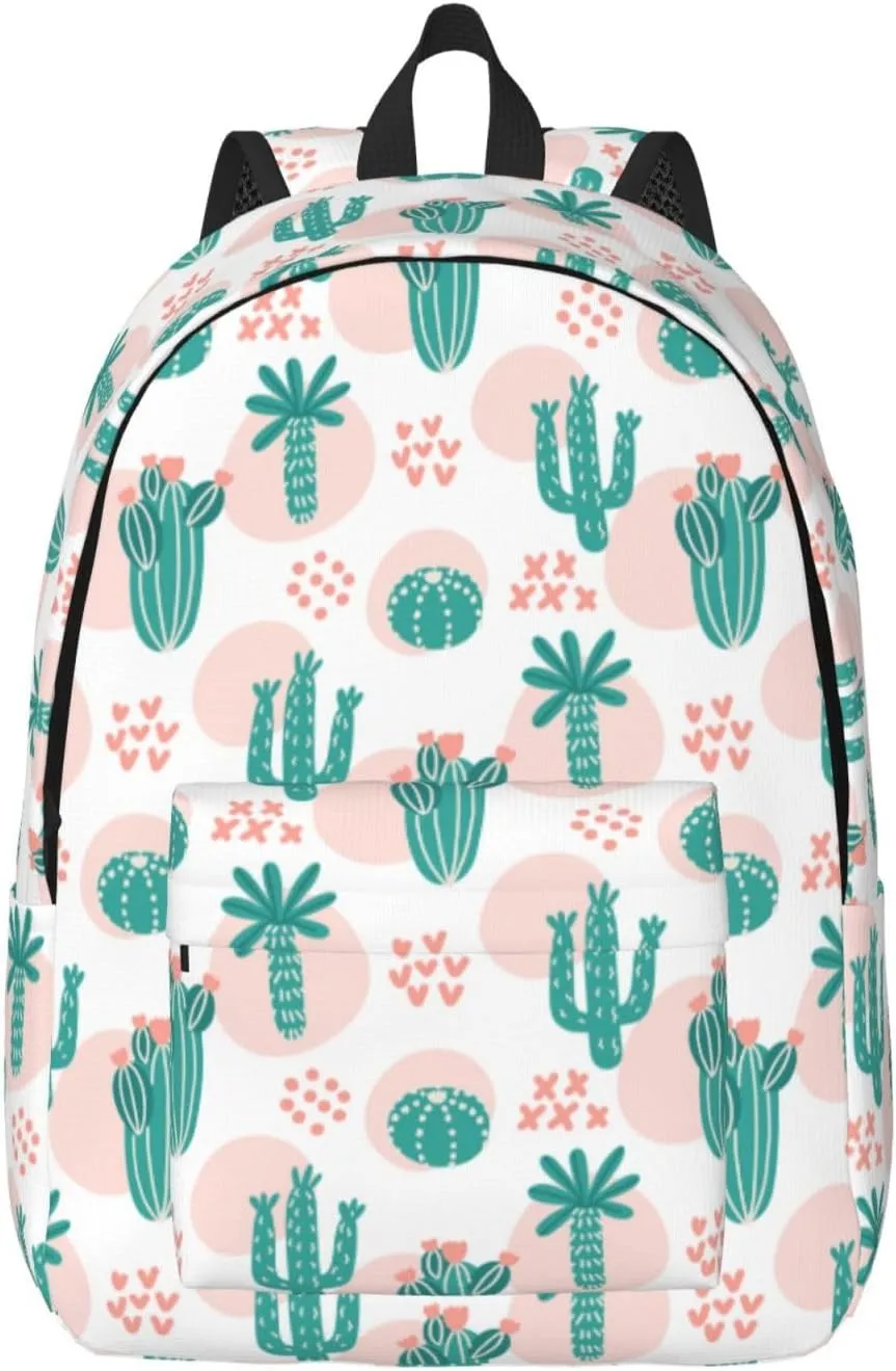 Tropical Different Types Cactus Canvas Backpacks Laptop Backpack Multipurpose Double Shoulder Bag for Men Women Gifts Small