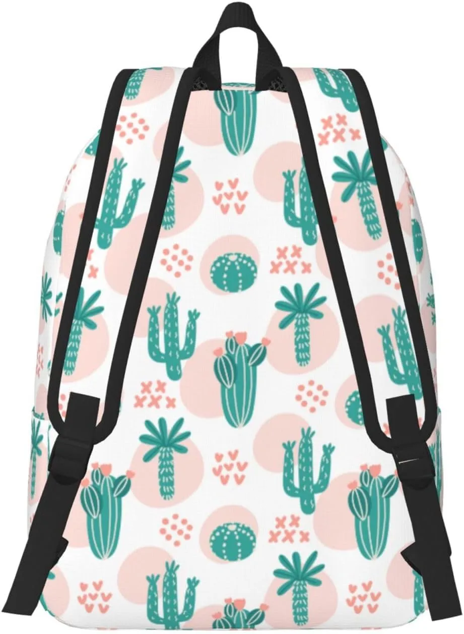 Tropical Different Types Cactus Canvas Backpacks Laptop Backpack Multipurpose Double Shoulder Bag for Men Women Gifts Small