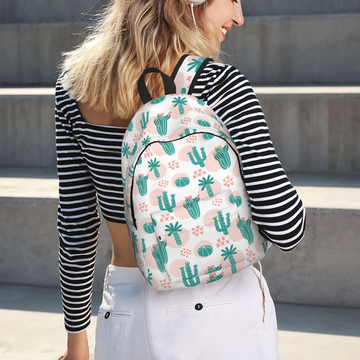 Tropical Different Types Cactus Canvas Backpacks Laptop Backpack Multipurpose Double Shoulder Bag for Men Women Gifts Small