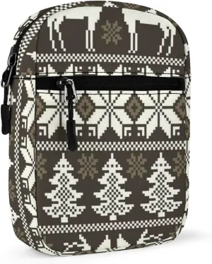 Vintage Christmas White Reindeers Trees Norwegian Sweater Style Adjustable Fanny Waist Pack Pouch, Waterproof Crossbody Runners Bag Wallet for Gym Hiking Fitness Women Men 6.1 x 2.2 x 7.9 inch