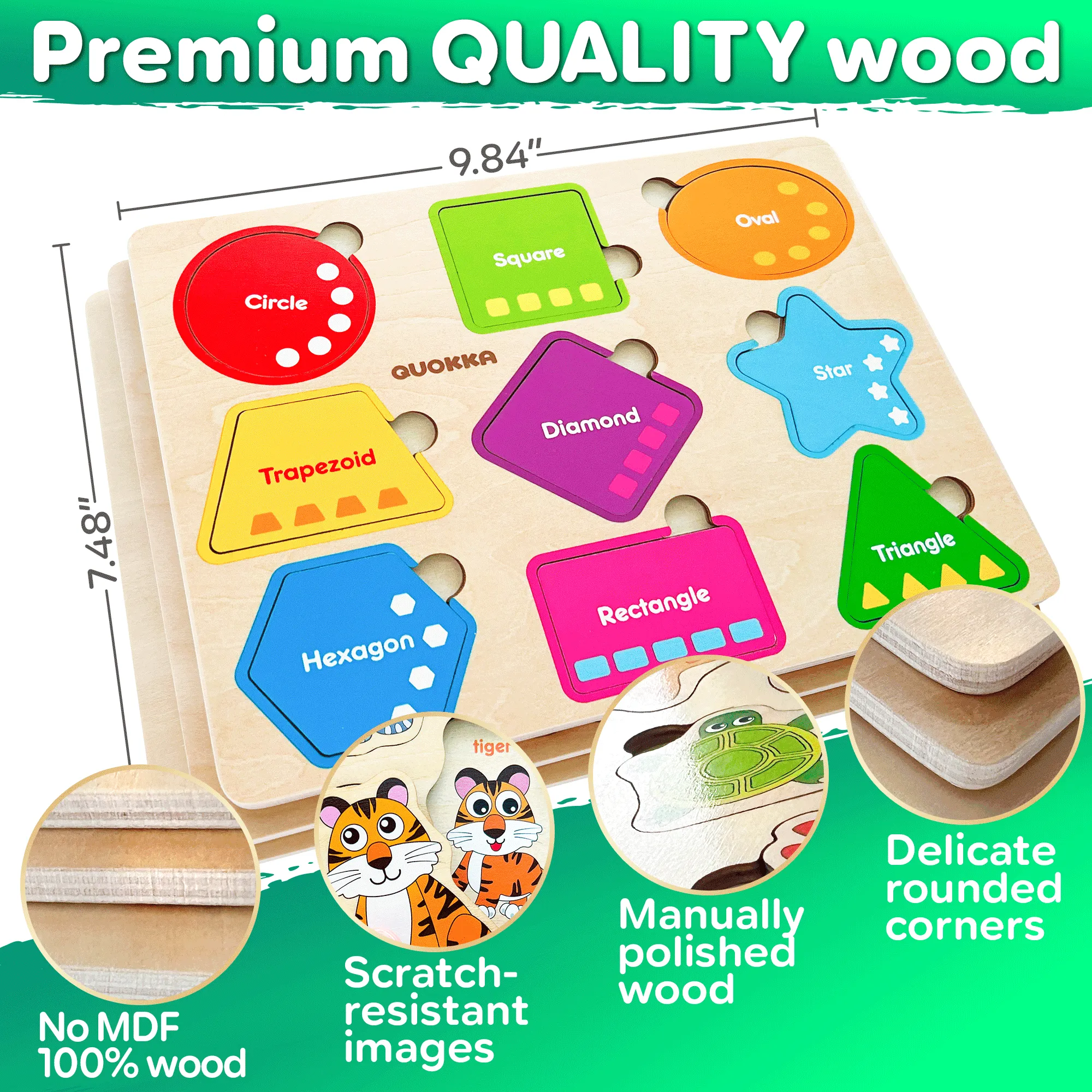 Wooden Puzzles for Toddlers | Shapes Numbers Animals
